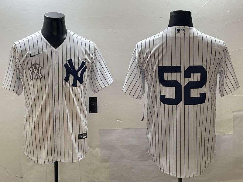 Men New York Yankees #52 No Name White Stripe Game 2025 Nike MLB Jersey style 4->new york yankees->MLB Jersey